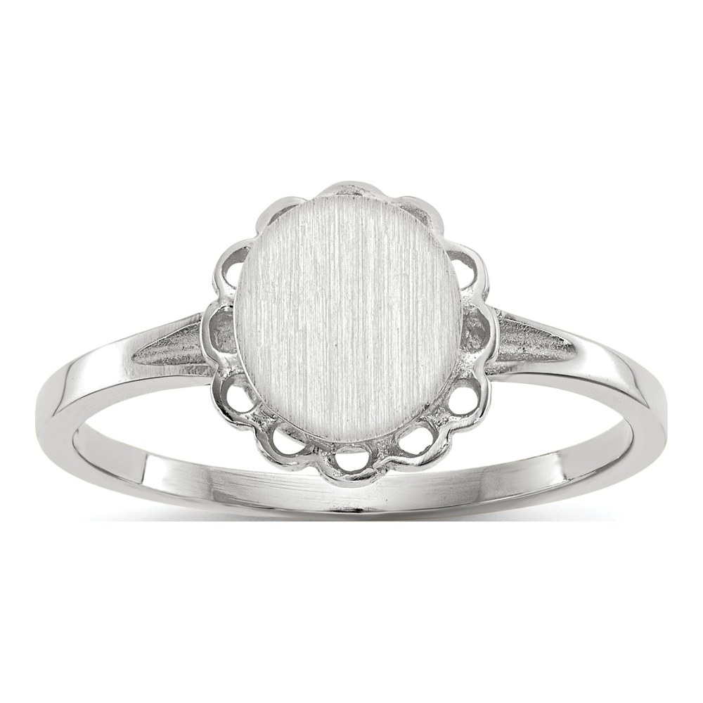 14K White Gold Oval Signet Ring