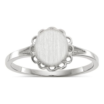 14K White Gold Oval Signet Ring