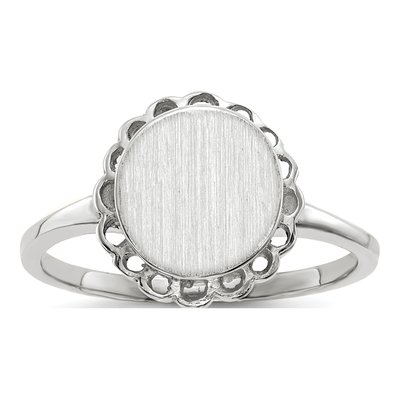 14K White Gold Oval Signet Ring