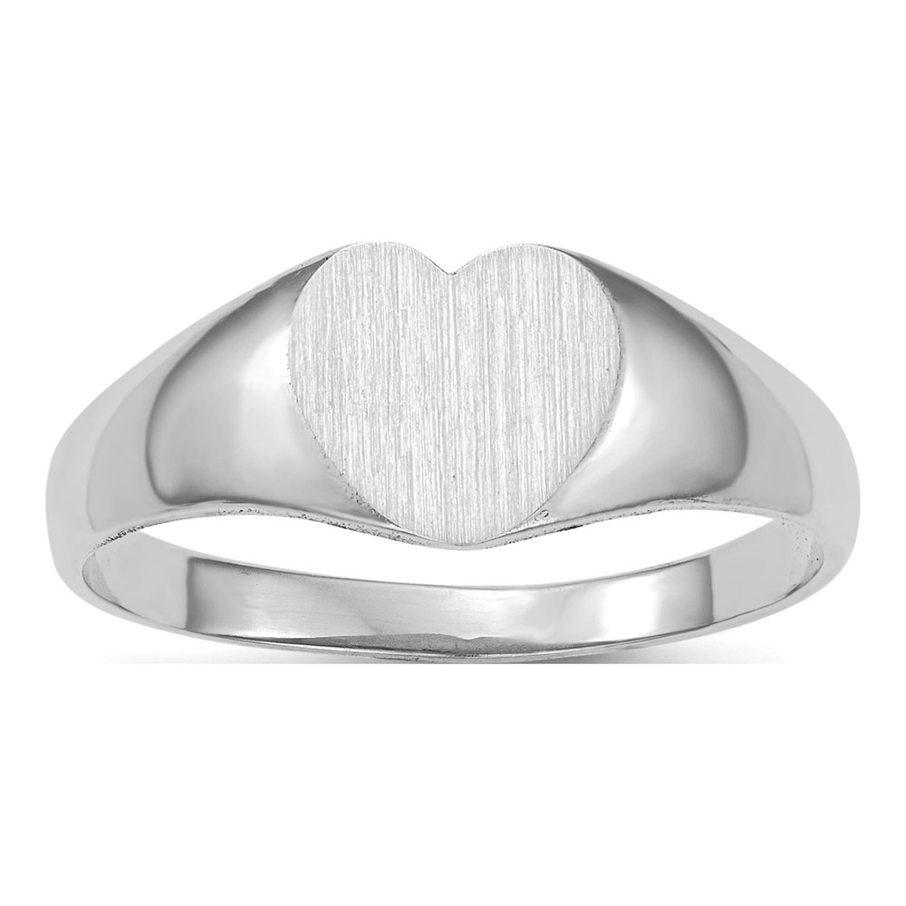 14K White Gold Heart Signet Ring