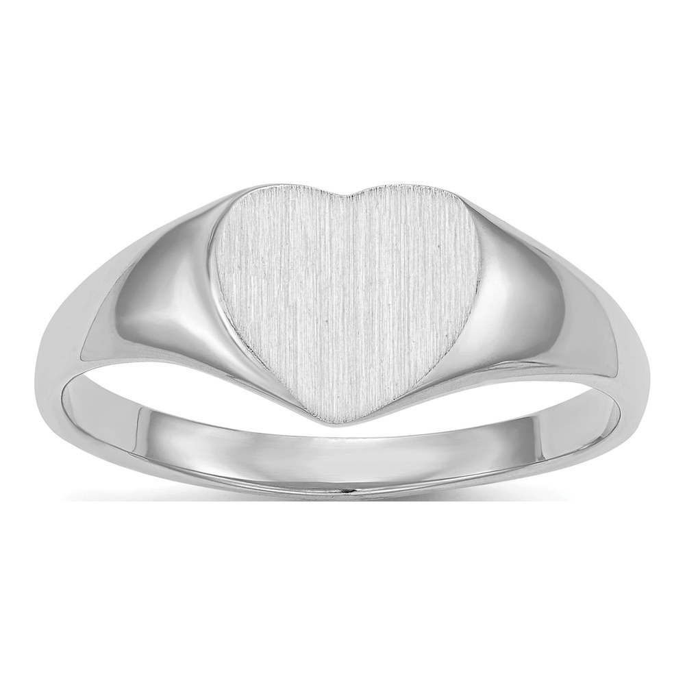 14K White Gold Heart Signet Ring