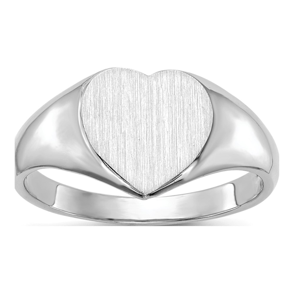 14K White Gold Heart Signet Ring