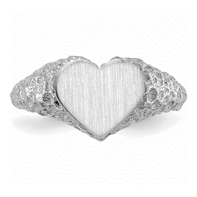 14K White Gold Heart Signet Ring – view 5