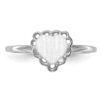 14K White Gold Heart Signet Ring – view 5