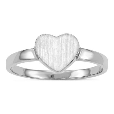 14K White Gold Heart Signet Ring