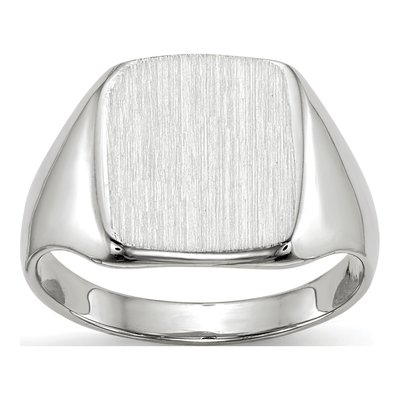 14K White Gold Cushion Signet Ring