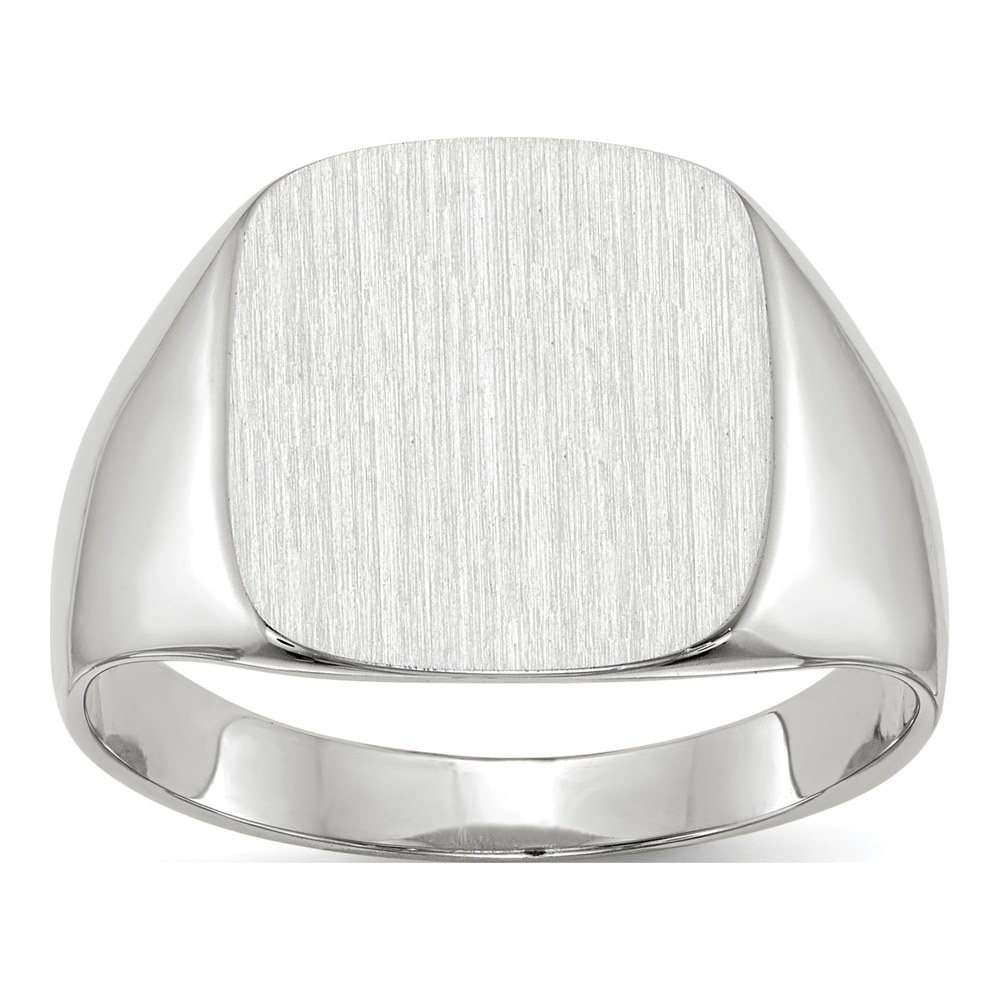 Men's 14K White Gold Cushion Signet Ring