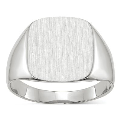Men's 14K White Gold Cushion Signet Ring