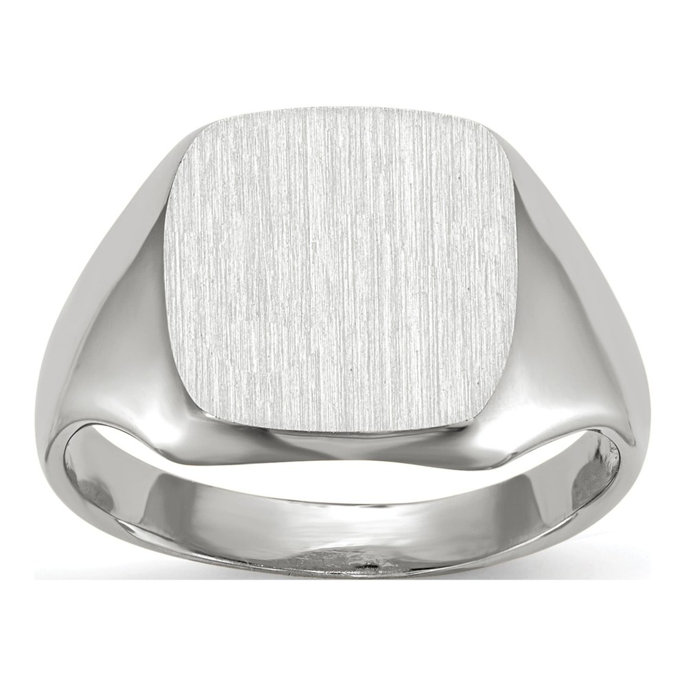 14K White Gold Cushion Signet Ring, Engravable