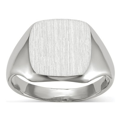 14K White Gold Cushion Signet Ring