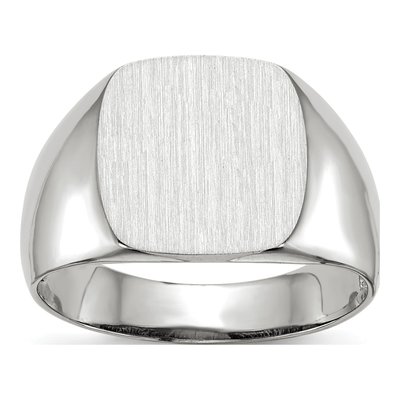14K White Gold Cushion Signet Ring