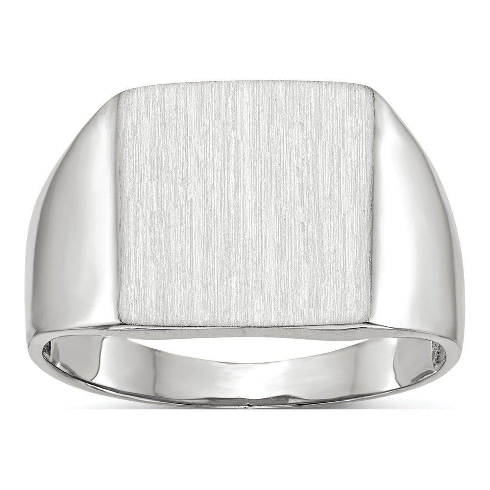 14K White Gold Square Signet Ring for Men