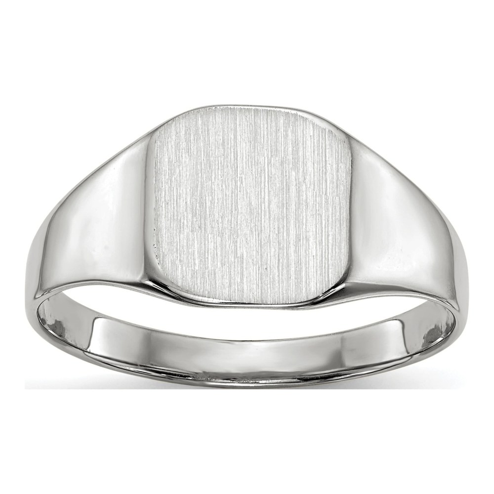 14K White Gold Cushion Signet Ring