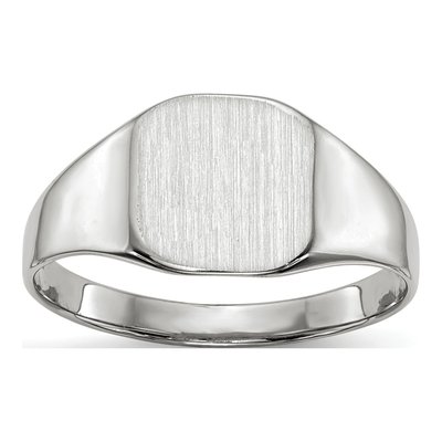 14K White Gold Cushion Signet Ring