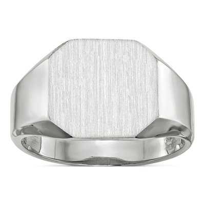 Men's 14K White Gold Octagon Signet Ring