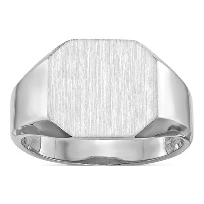 Men's 14K White Gold Octagon Signet Ring