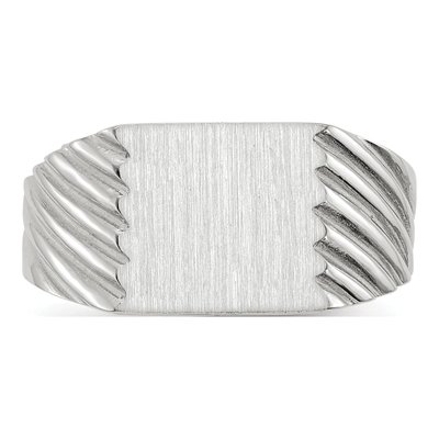 Men's 14K White Gold Rectangle Signet Ring – view 5
