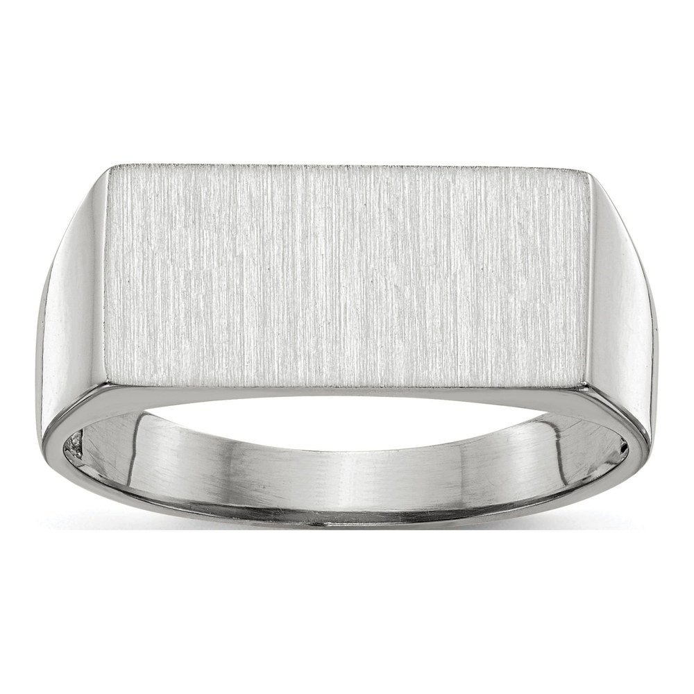 14K White Gold Rectangle Signet Ring for Men