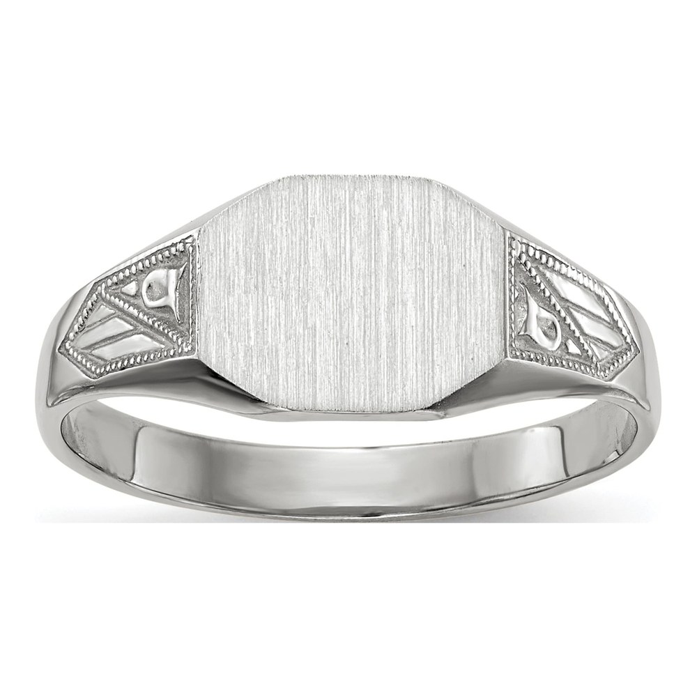Men's 14K White Gold Octagon Signet Ring