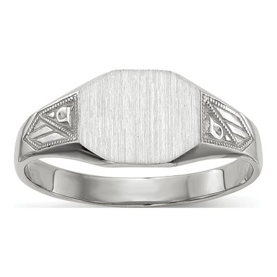 Men's 14K White Gold Octagon Signet Ring