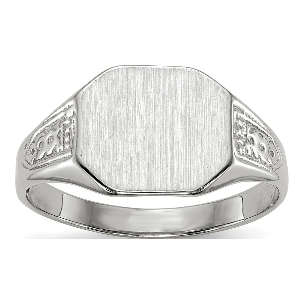 Men's 14K White Gold Octagon Signet Ring