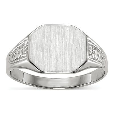 Men's 14K White Gold Octagon Signet Ring