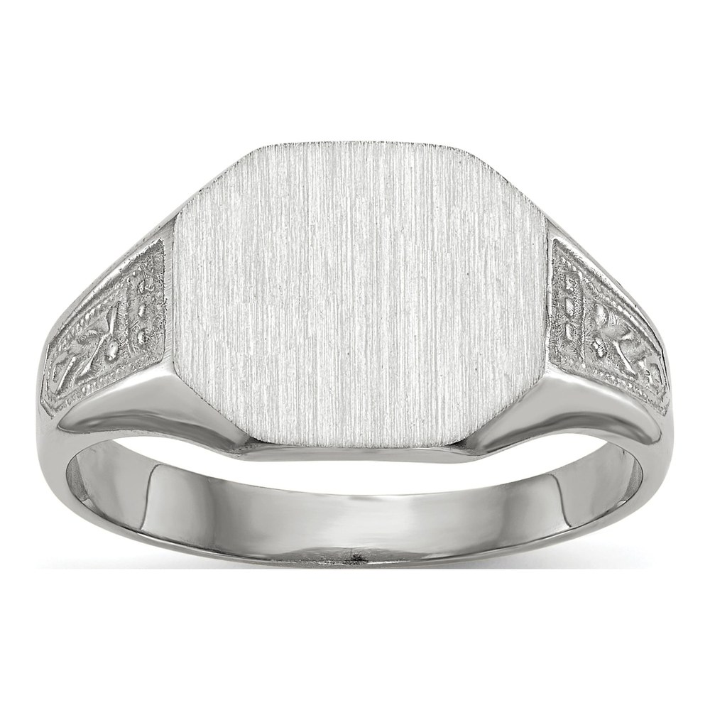 14K White Gold Octagon Signet Ring, Men's