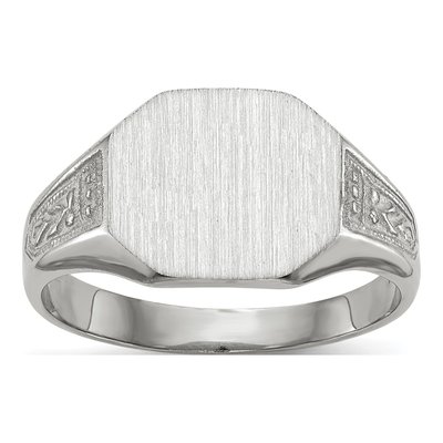 Men's 14K White Gold Octagon Signet Ring