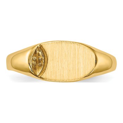 14K Yellow Gold Child's Oval Signet Ring Mounting – view 4