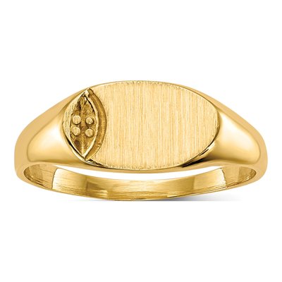 14K Yellow Gold Child's Oval Signet Ring Mounting