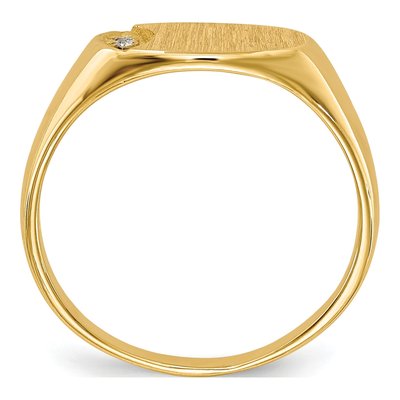 14K Yellow Gold Diamond Kids' Oval Signet Ring – view 3