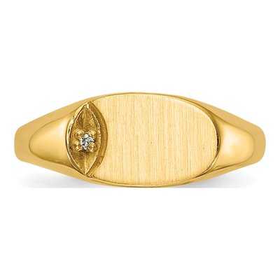 14K Yellow Gold Diamond Kids' Oval Signet Ring – view 5