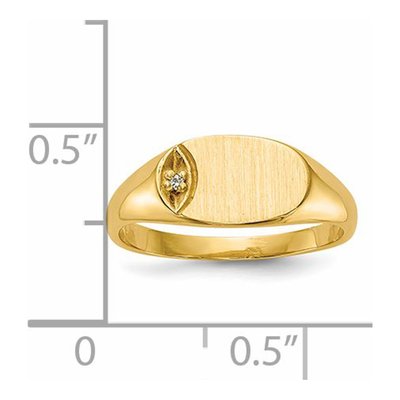 14K Yellow Gold Diamond Kids' Oval Signet Ring – view 6