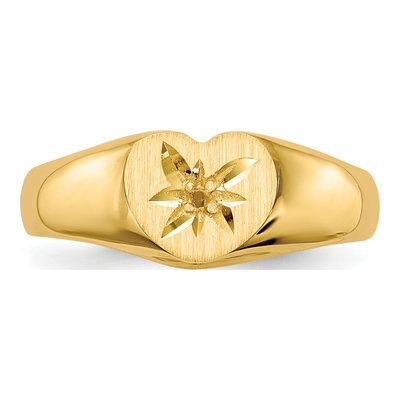 14K Yellow Gold Child's Heart Ring Mounting – view 4