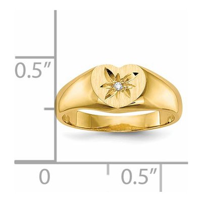 14K Yellow Gold Diamond Kids' Heart Signet Ring – view 6