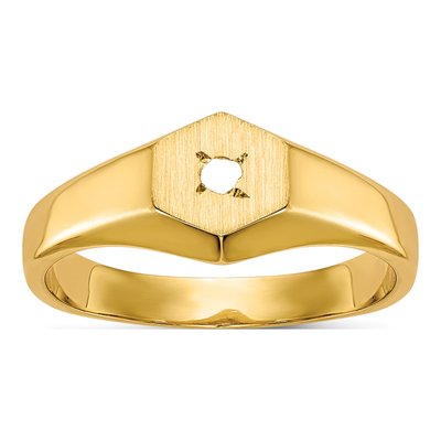 14K Yellow Gold Kids' Hexagonal Signet Ring Mounting