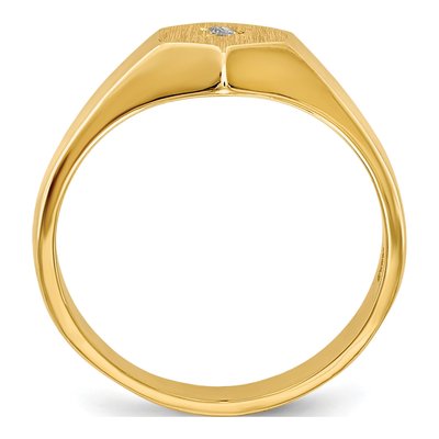 14K Yellow Gold Diamond Kids' Hexagonal Signet Ring – view 2