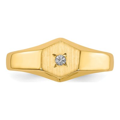 14K Yellow Gold Diamond Kids' Hexagonal Signet Ring – view 4