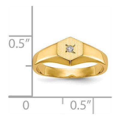 14K Yellow Gold Diamond Kids' Hexagonal Signet Ring – view 5