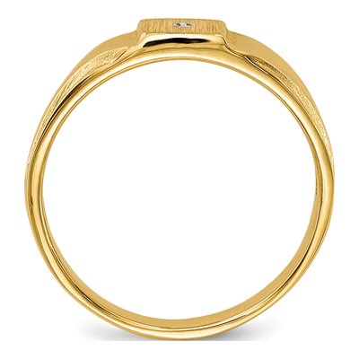 14K Yellow Gold Diamond Kids' Signet Ring – view 3