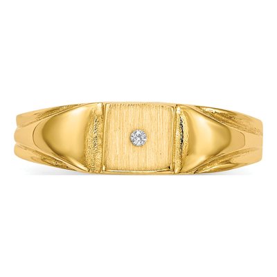 14K Yellow Gold Diamond Kids' Signet Ring – view 5