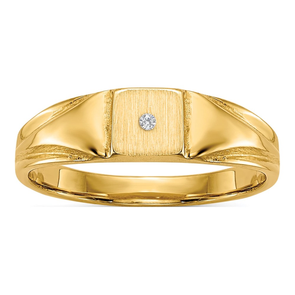 14K Yellow Gold Diamond Kids' Signet Ring