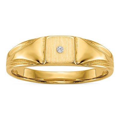14K Yellow Gold Diamond Kids' Signet Ring