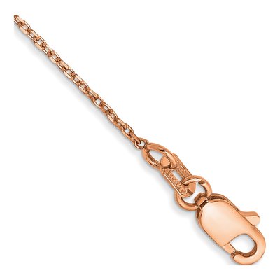 14K Rose Gold 1mm Diamond-Cut Cable Chain Anklet