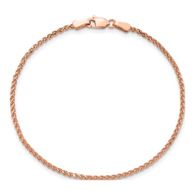 14K Rose Gold 1.7mm Diamond-Cut Wheat Chain Bracelet – view 3