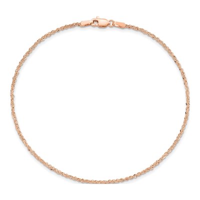 14K Rose Gold 1.7mm Ropa Rope Chain Anklet – view 2