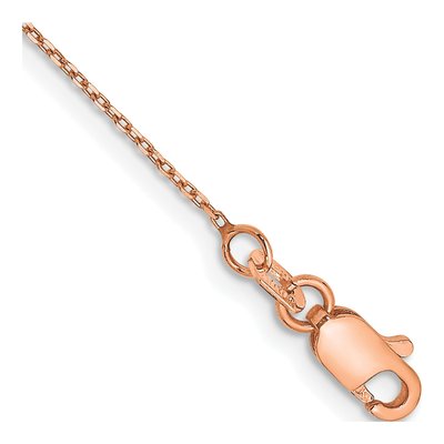 14K Rose Gold 0.8mm Diamond-Cut Cable Chain Anklet