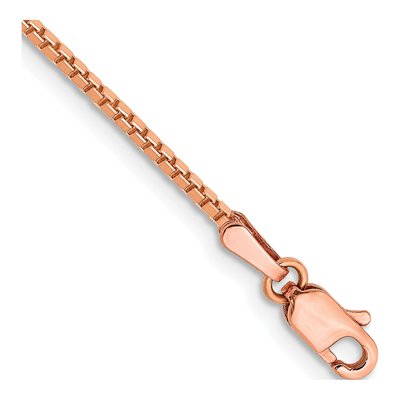 14K Rose Gold 1.3mm Box Chain Bracelet