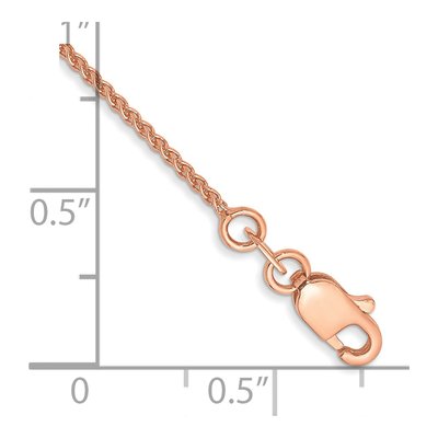 14K Rose Gold 1.05mm Wheat Chain Anklet – view 2