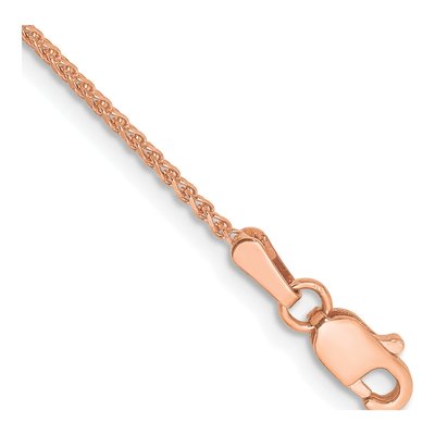 14K Rose Gold 1.25mm Diamond-Cut Wheat Chain Bracelet